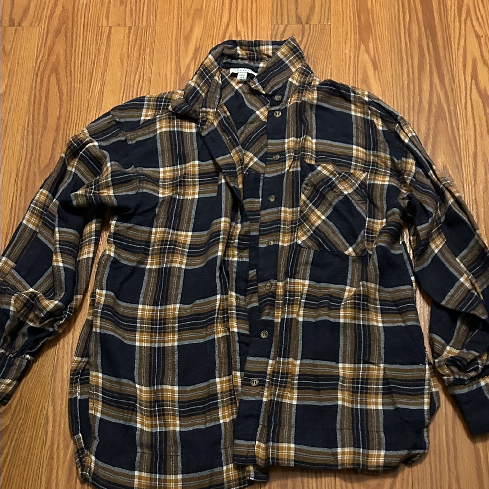 Topshop Checkered Shirt in Black and Brown